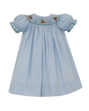 Mallard Duck Girl - Light Blue Microcheck Bishop