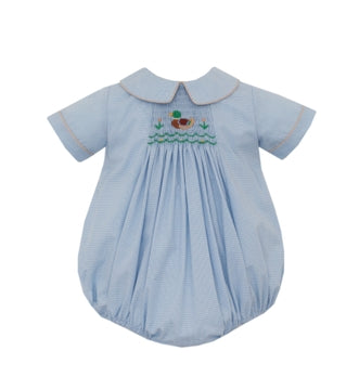Mallard Duck Boys - Light Blue Microcheck Short Bubble