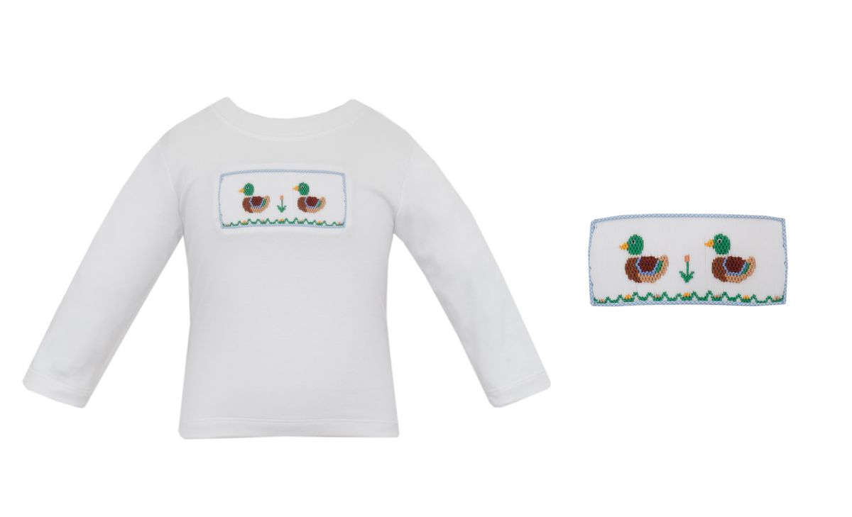 Mallard Duck Boy - White Knit T-shirt - L/S