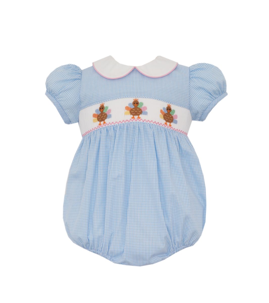 Turkey Girl - Blue Check Bubble Short Bubble