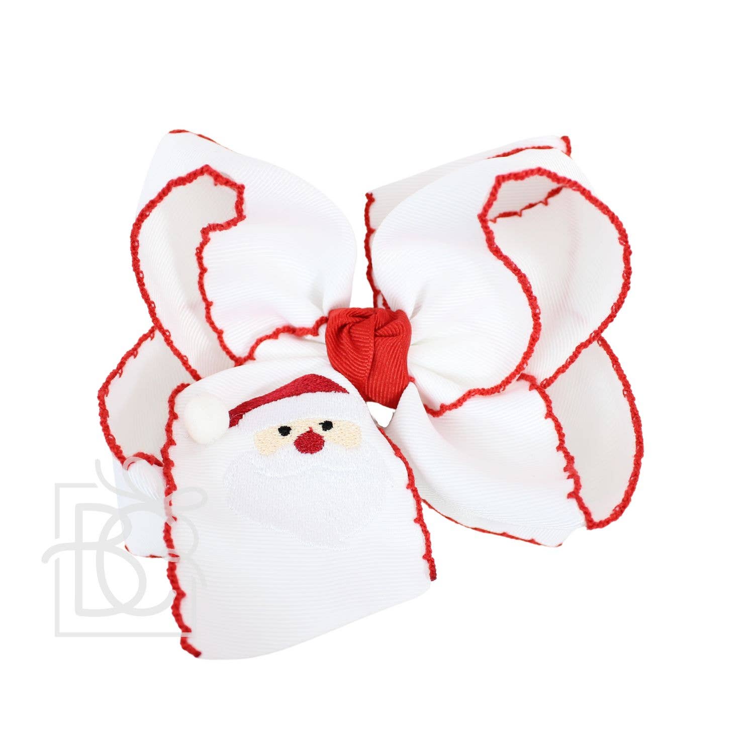 EMBROIDERED SANTA CROCHET EDGE BOWS