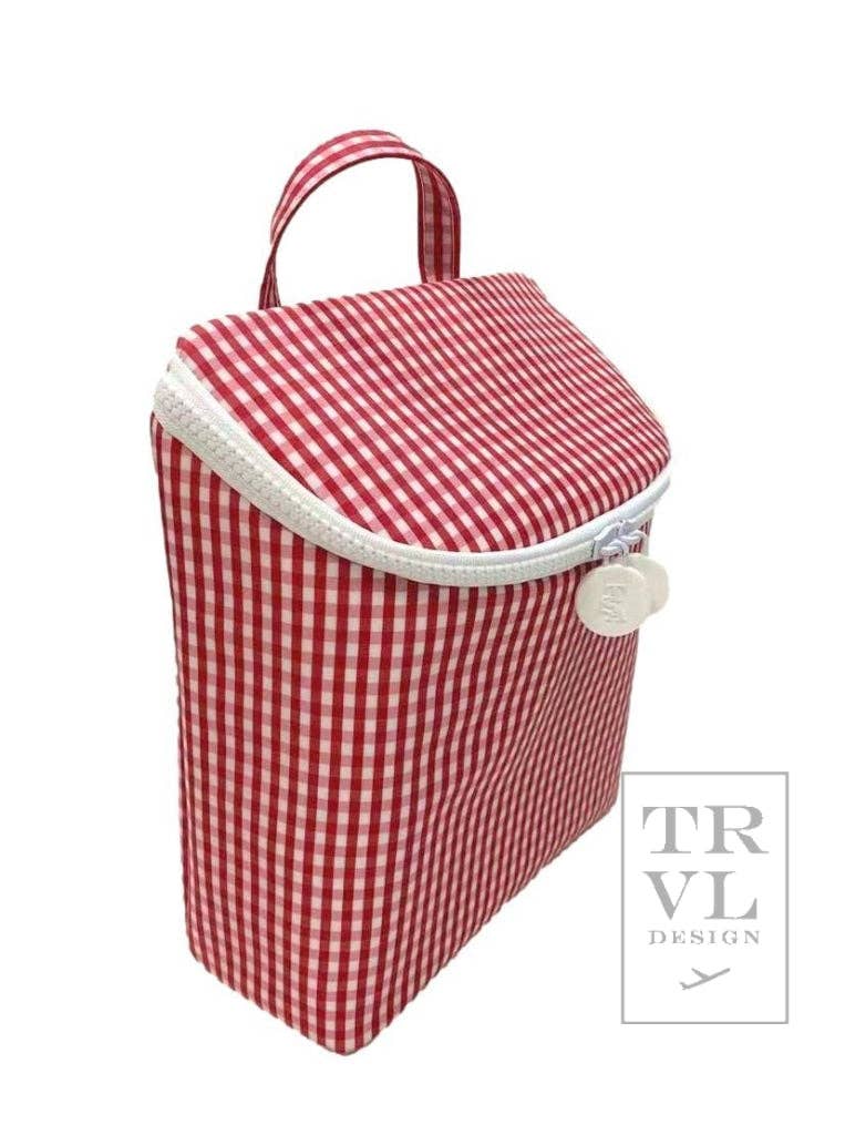 Take Away Lunch Bag - Insulated Gingham Red *trvl Deal