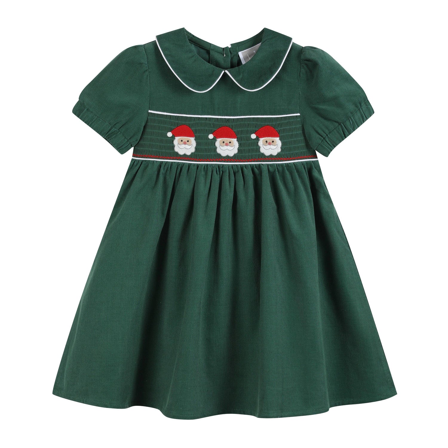Green Corduroy Santa Smocked Dress