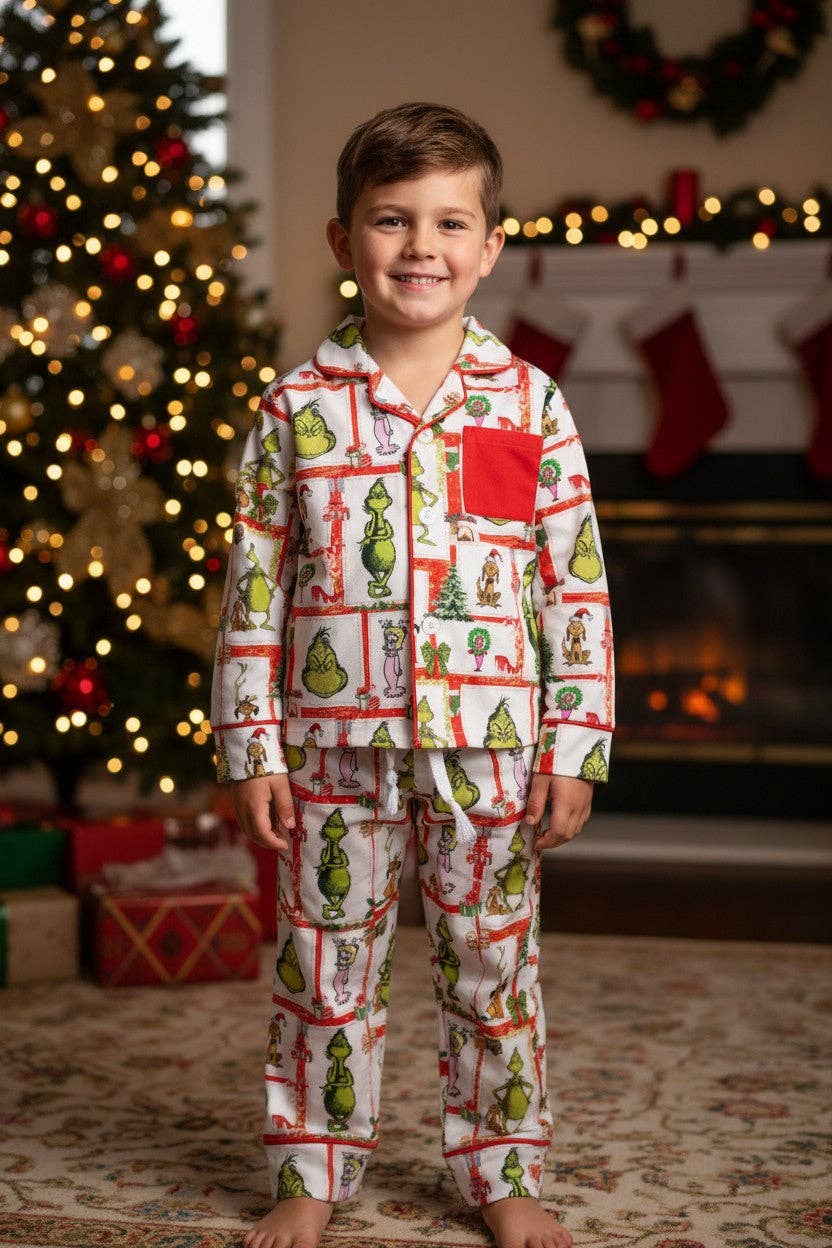 Grinc* & Cindy Christmas character printed pajama set. GLP071806-SOL