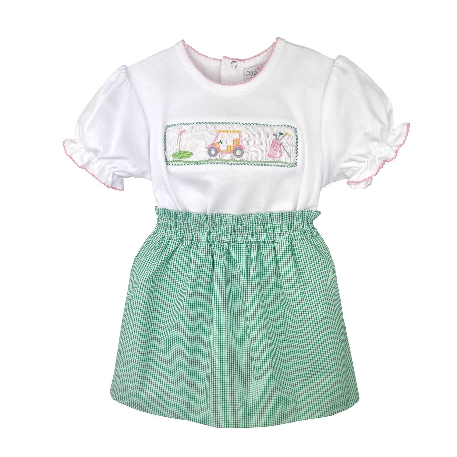 Top & Skort with Golf Themed Picture Smocking