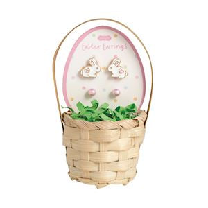 Side Bunny Easter Stud Earring Basket Set