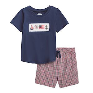 Americana Smocked Short Set