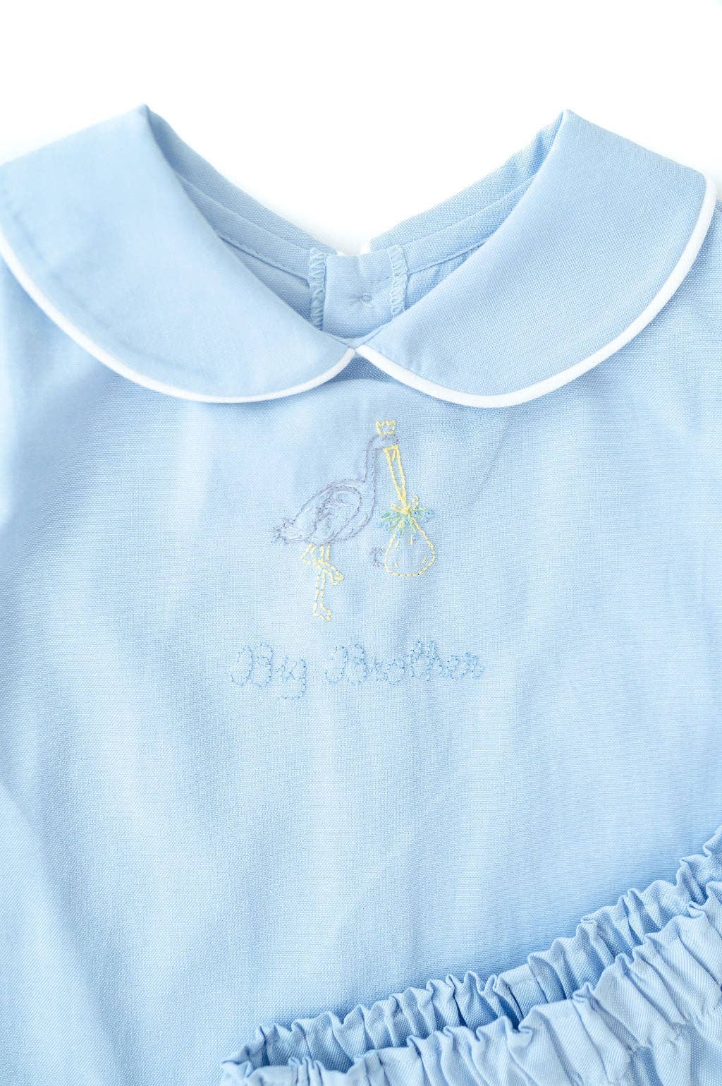 Big Brother Stork Embroidered Peter Pan Collar Shirt/Shorts Set
