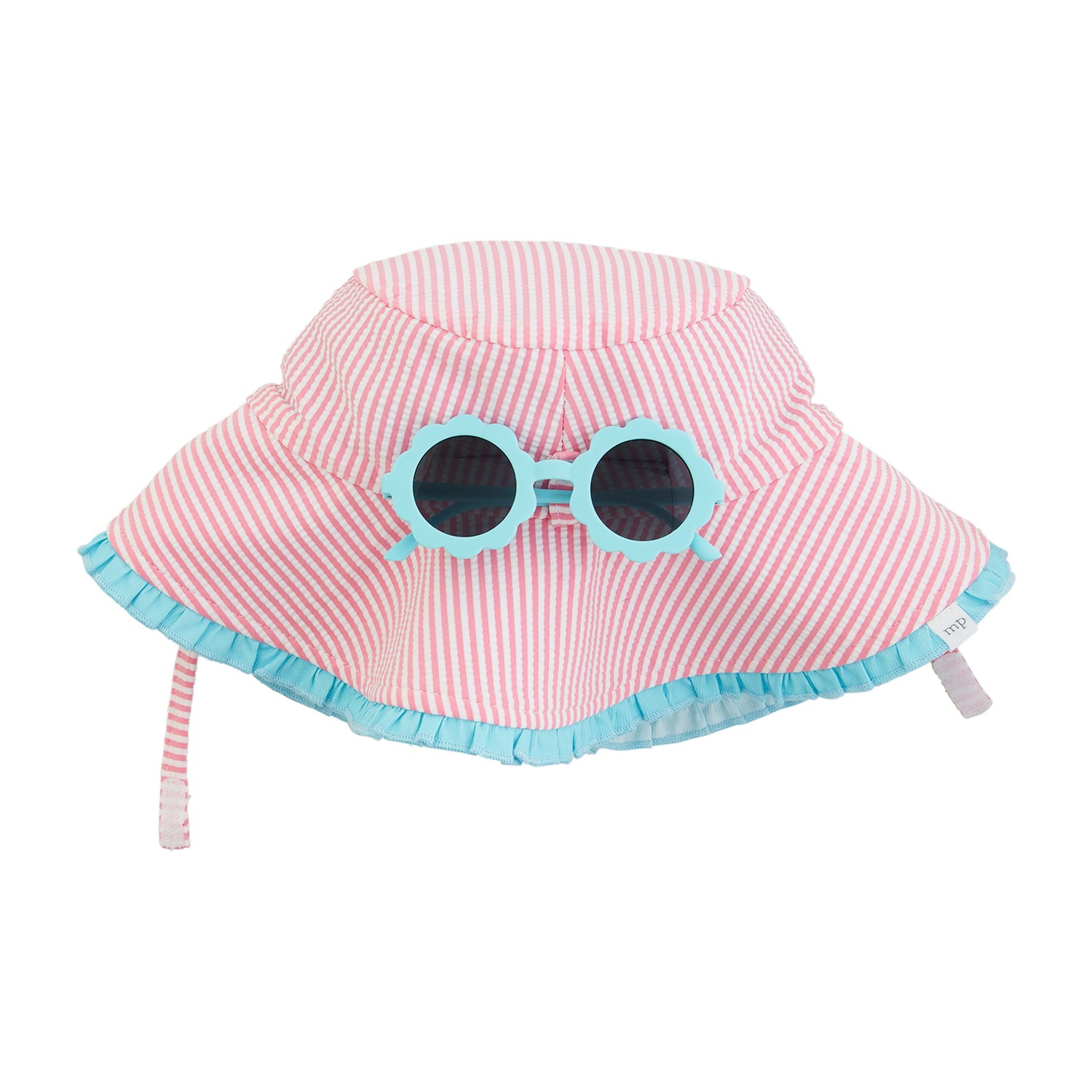 Pink Seersucker Hat & Sunglasses Set