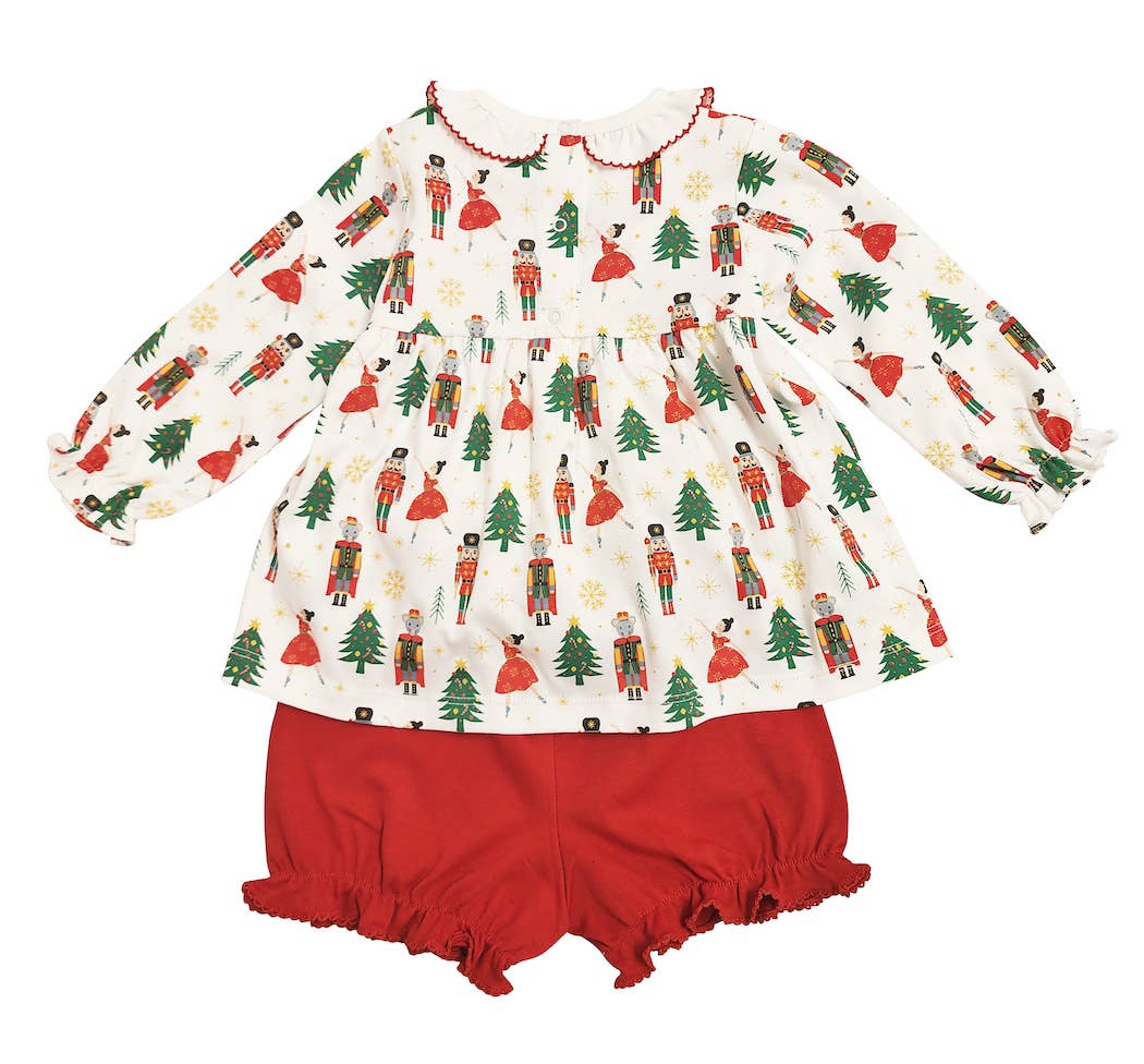 Christmas Nutcracker Print Baby girl's diaper set