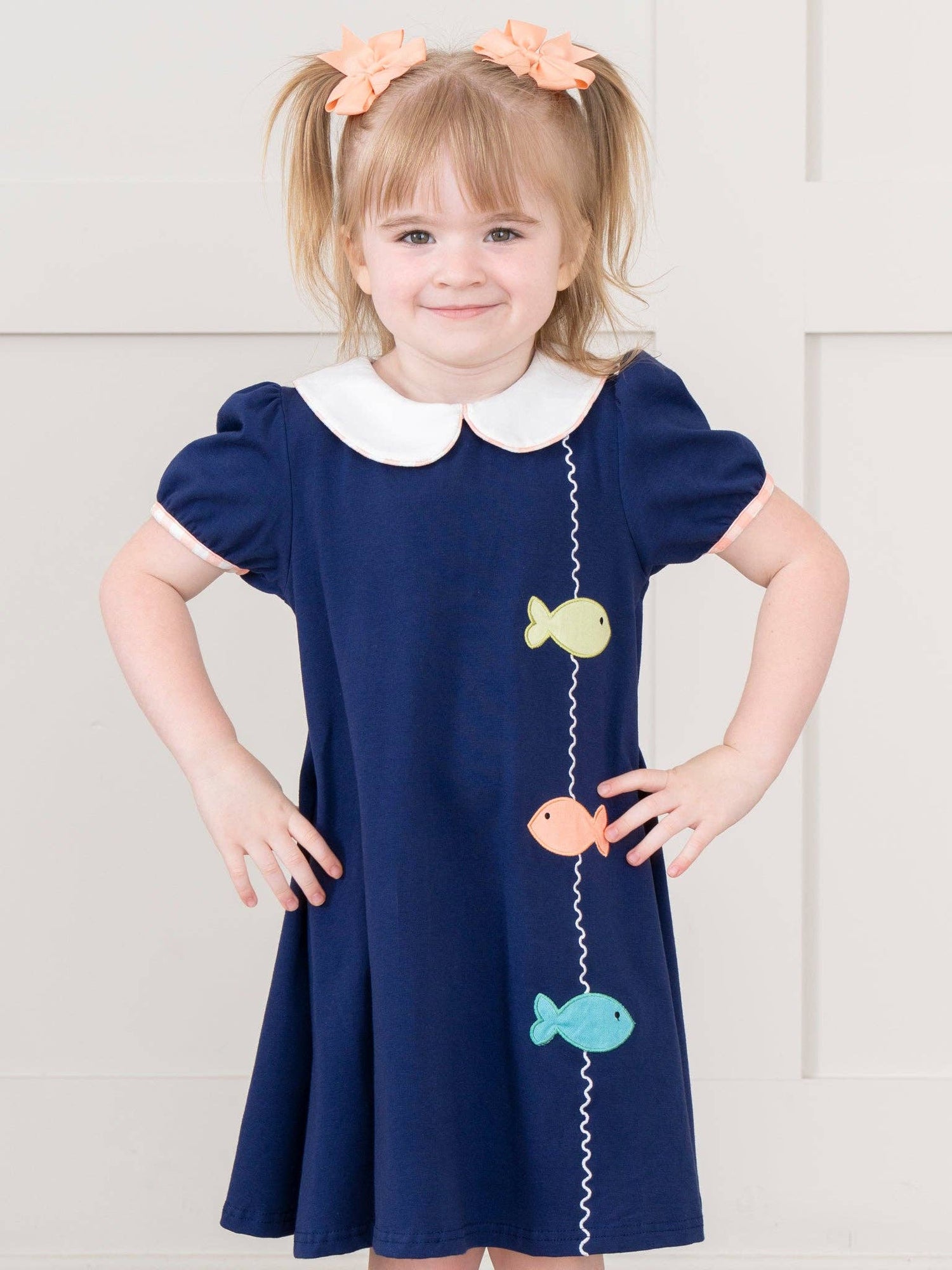 Gingham Embroidered Fish Dress