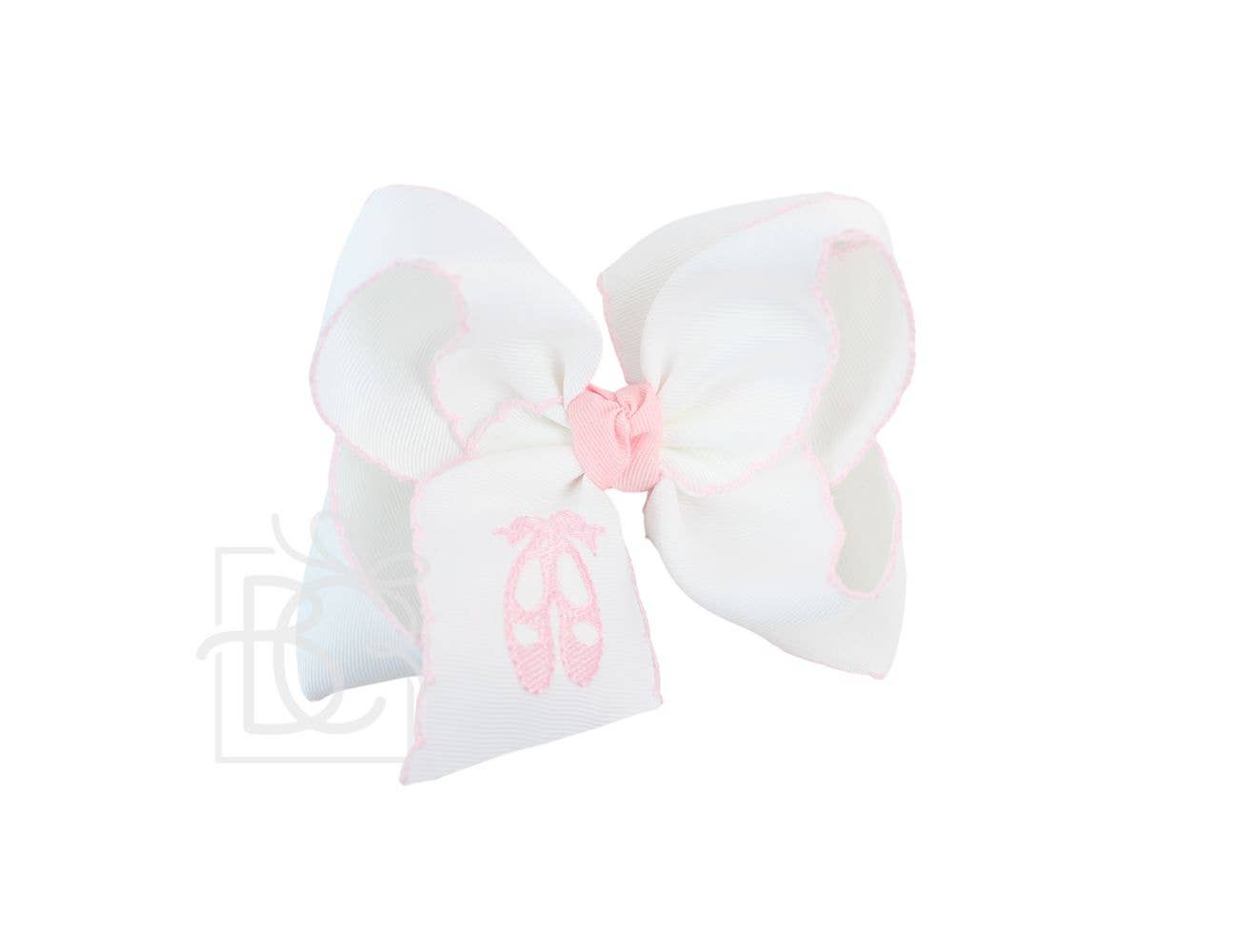 EMBROIDERED BALLET SHOES CROCHET EDGE BOWS
