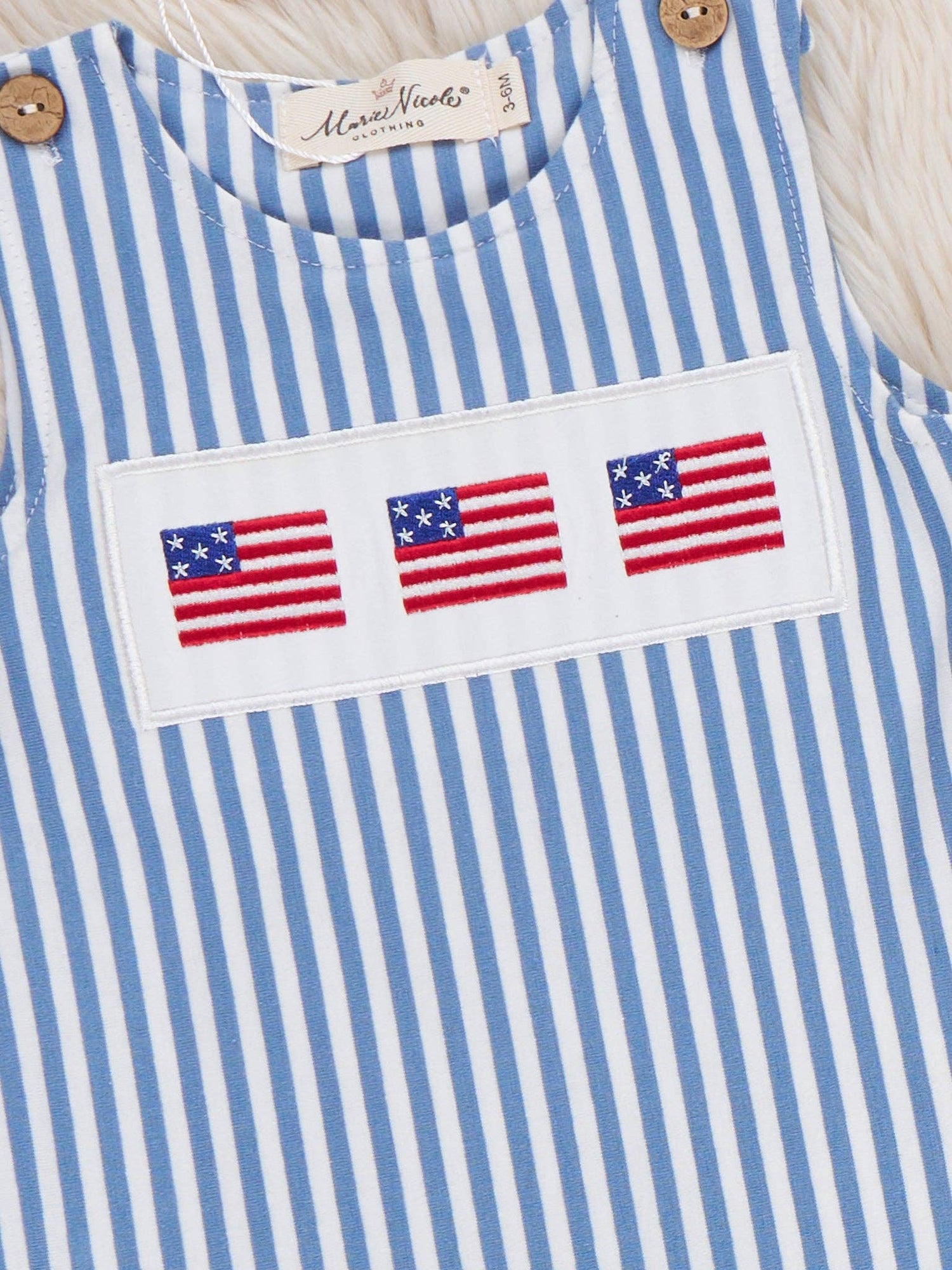 Stripes of Freedom Embroidered Cotton Romper