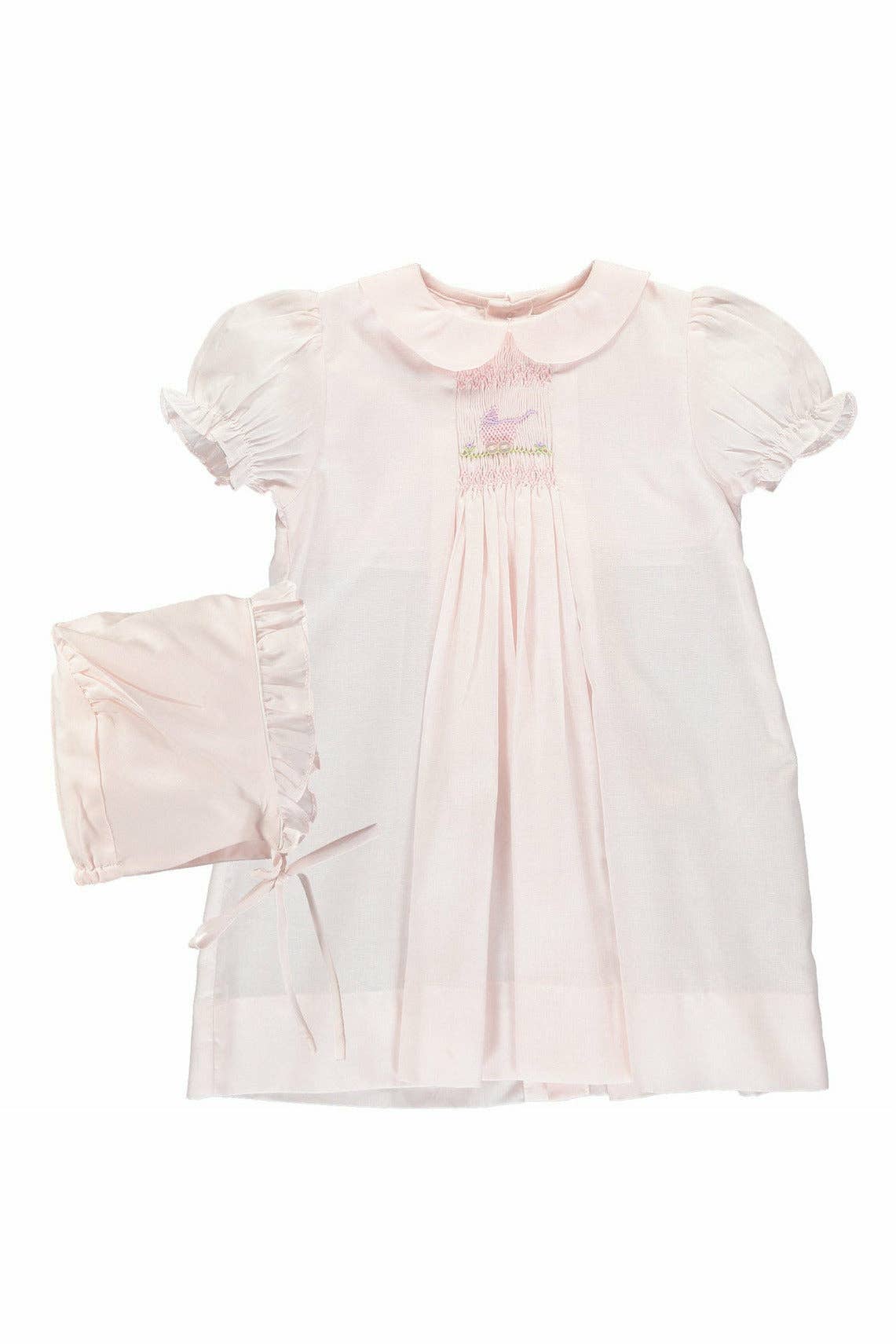 Baby Girls  Day Gown and Hat Smocking Pink Newborn