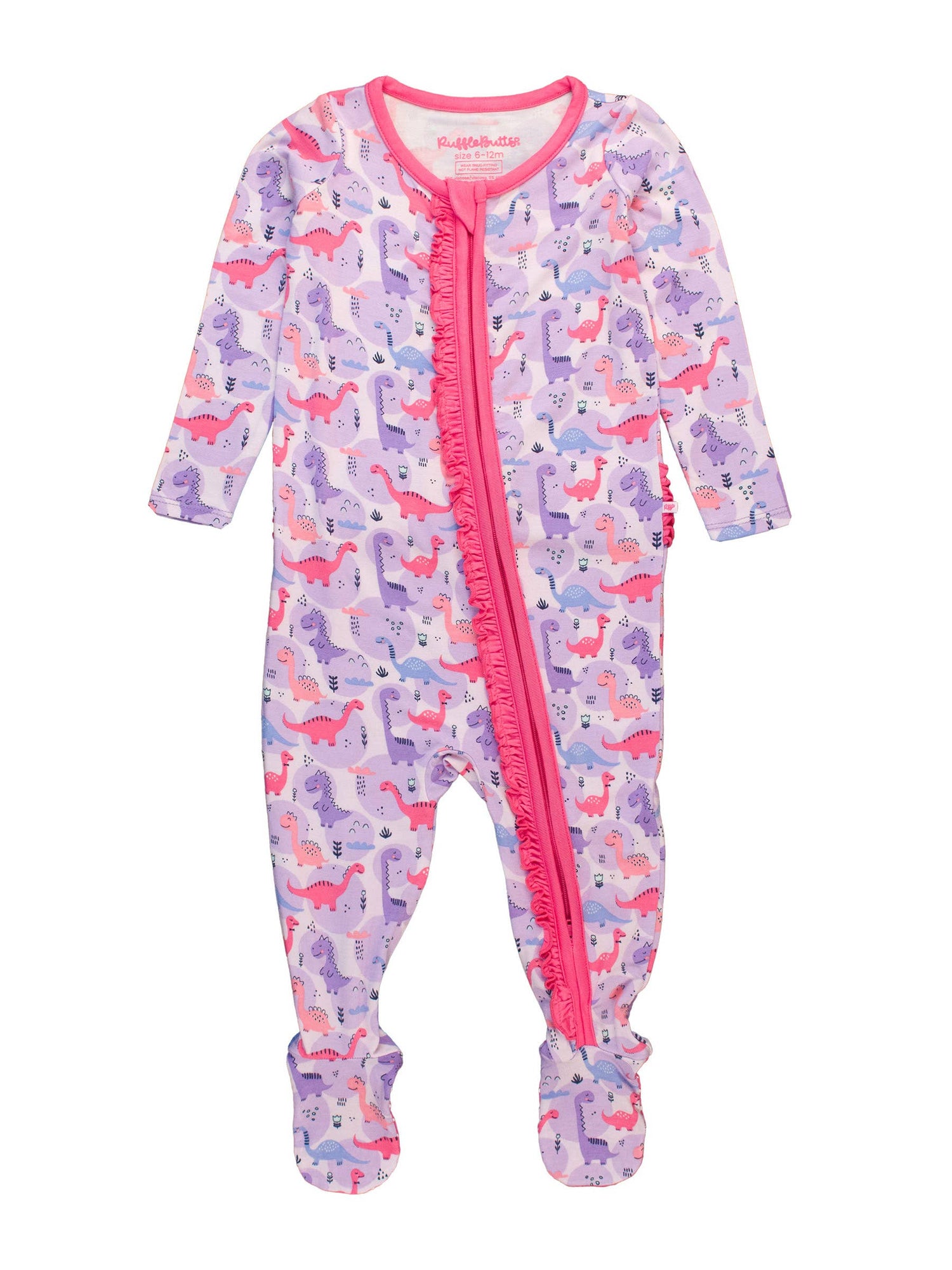 Sweetie-saurus Bamboo Viscose Footed Ruffle One Piece Pajama