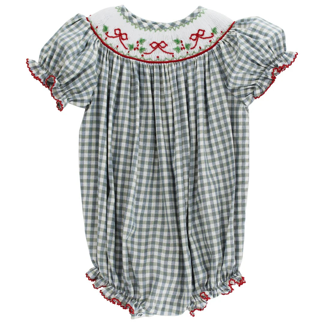 Red Bows on Gingham- Bishop Romper
