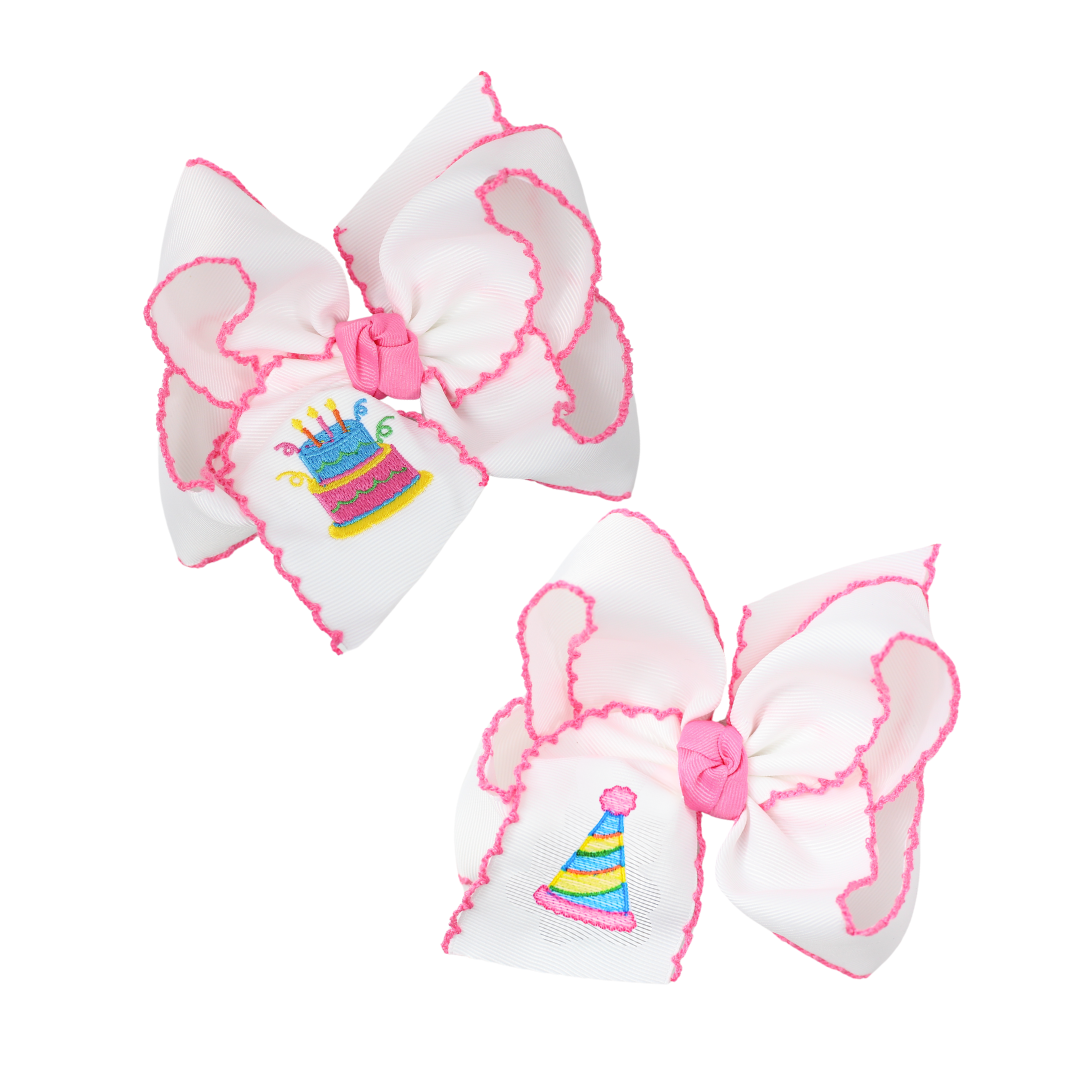 EMBROIDERED NEW CAKE CROCHET EDGE BOW