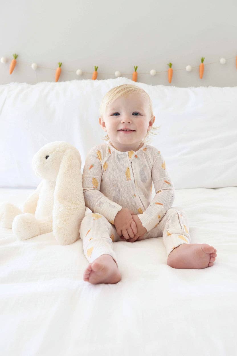 Sweet Peep Bamboo Waffle Convertible Zip Romper
