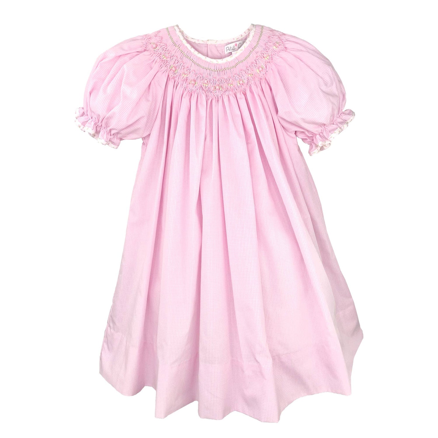 Bishop Smocked Pink Check Dress