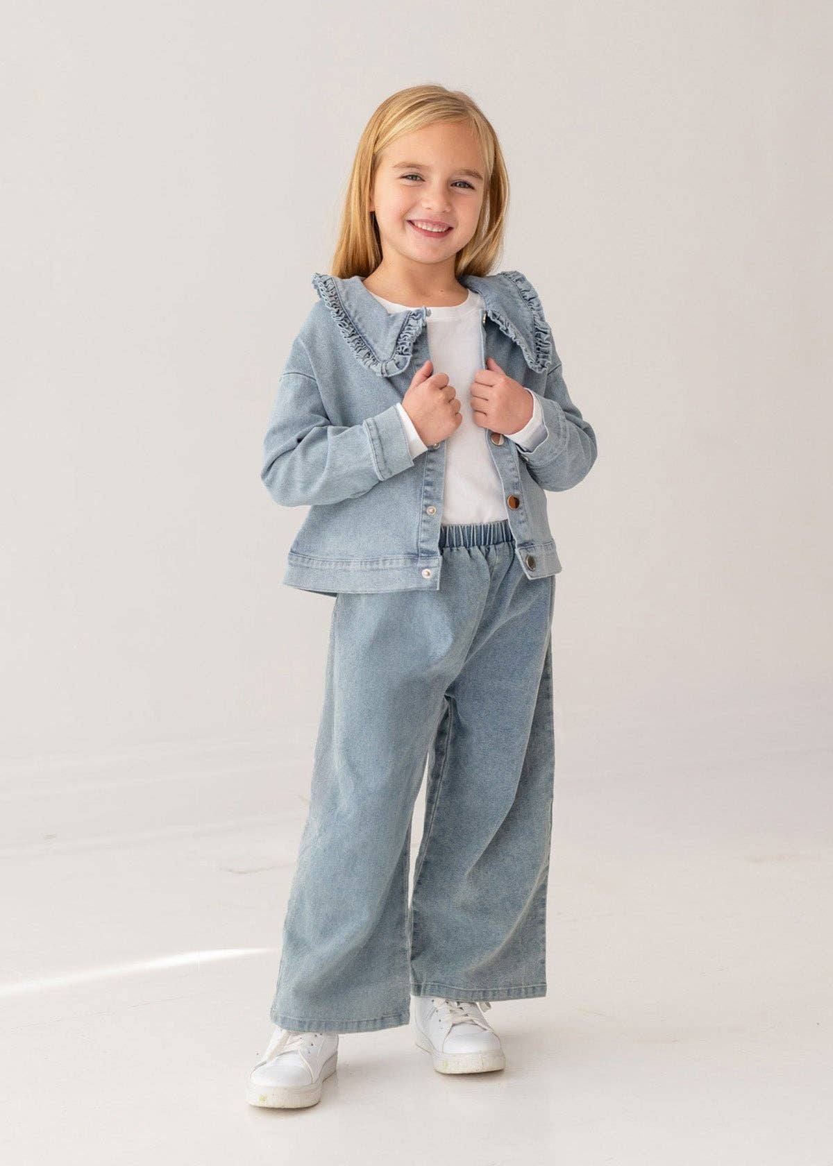 Denim Days Ruffled Collar Jacket