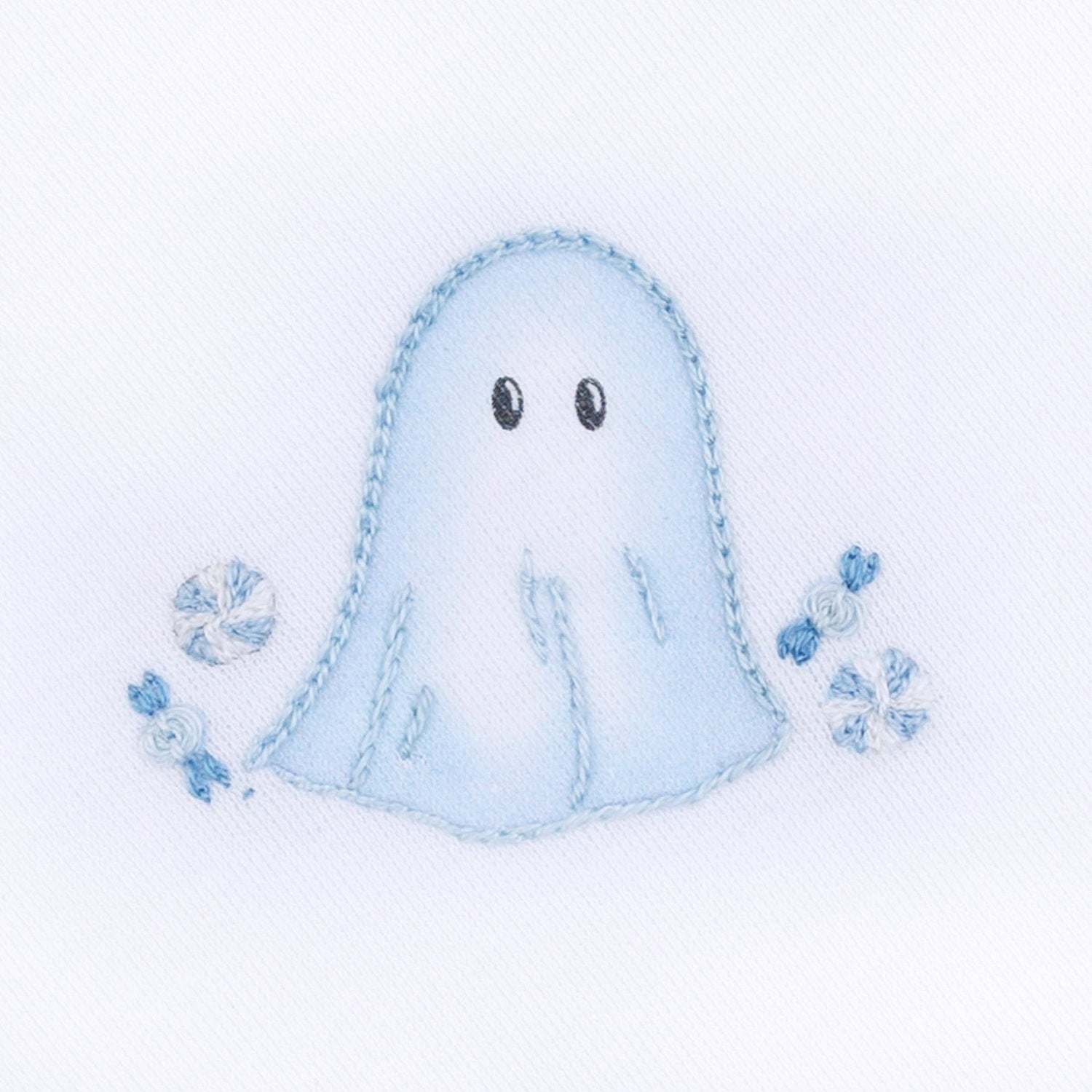 My Little Boo Embroidered Short Sleeve Bubble - Light Blue