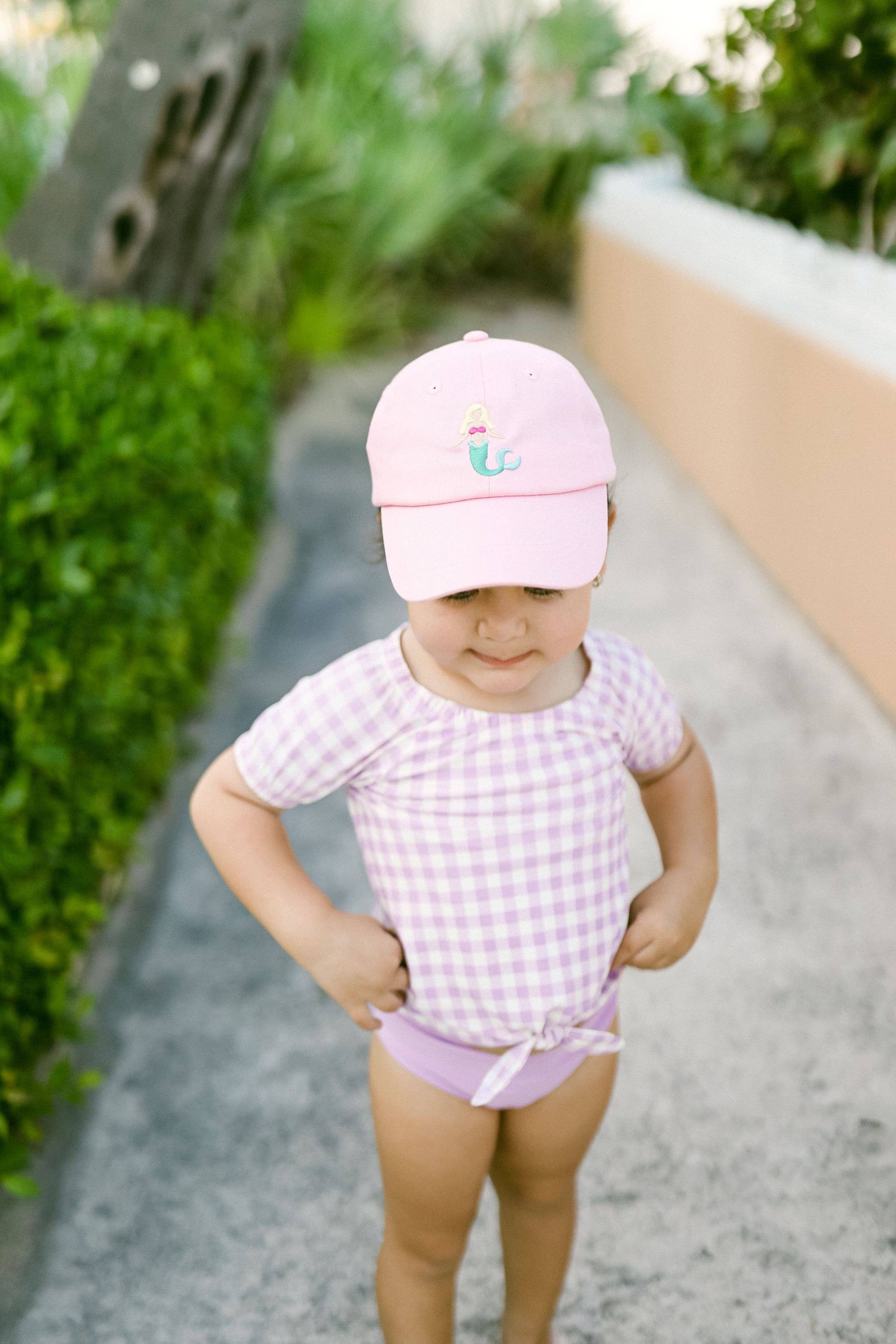 Pink Mermaid Bow Baseball Hat (Baby, Youth)