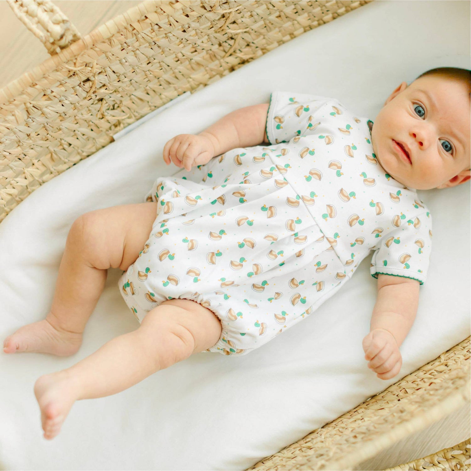 Mini Mallard Print Short Sleeve Bubble - Green