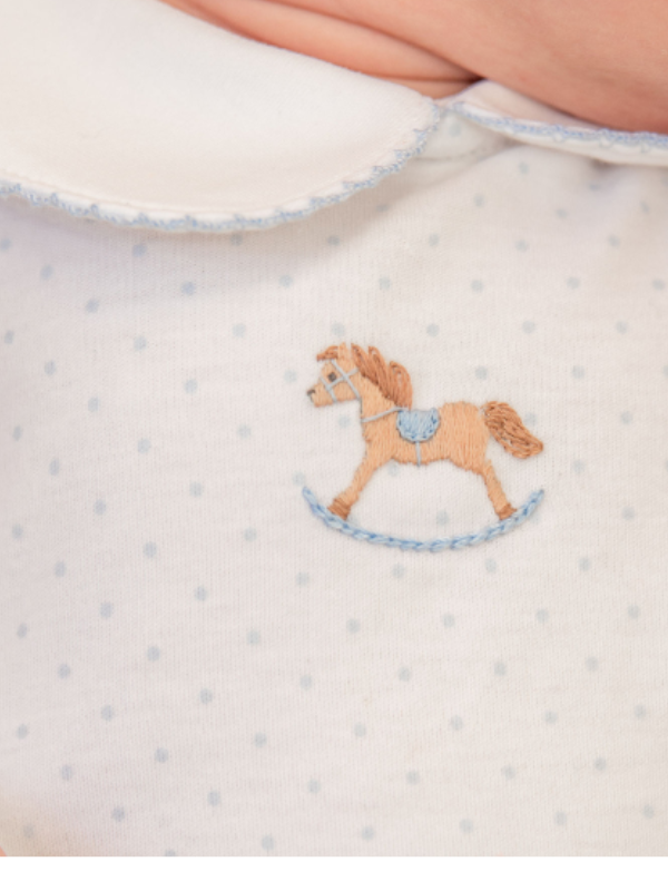 Milly Marie Pima - Small Rocking Horse Bloomer Set | Lt Blue Bitty Dot
