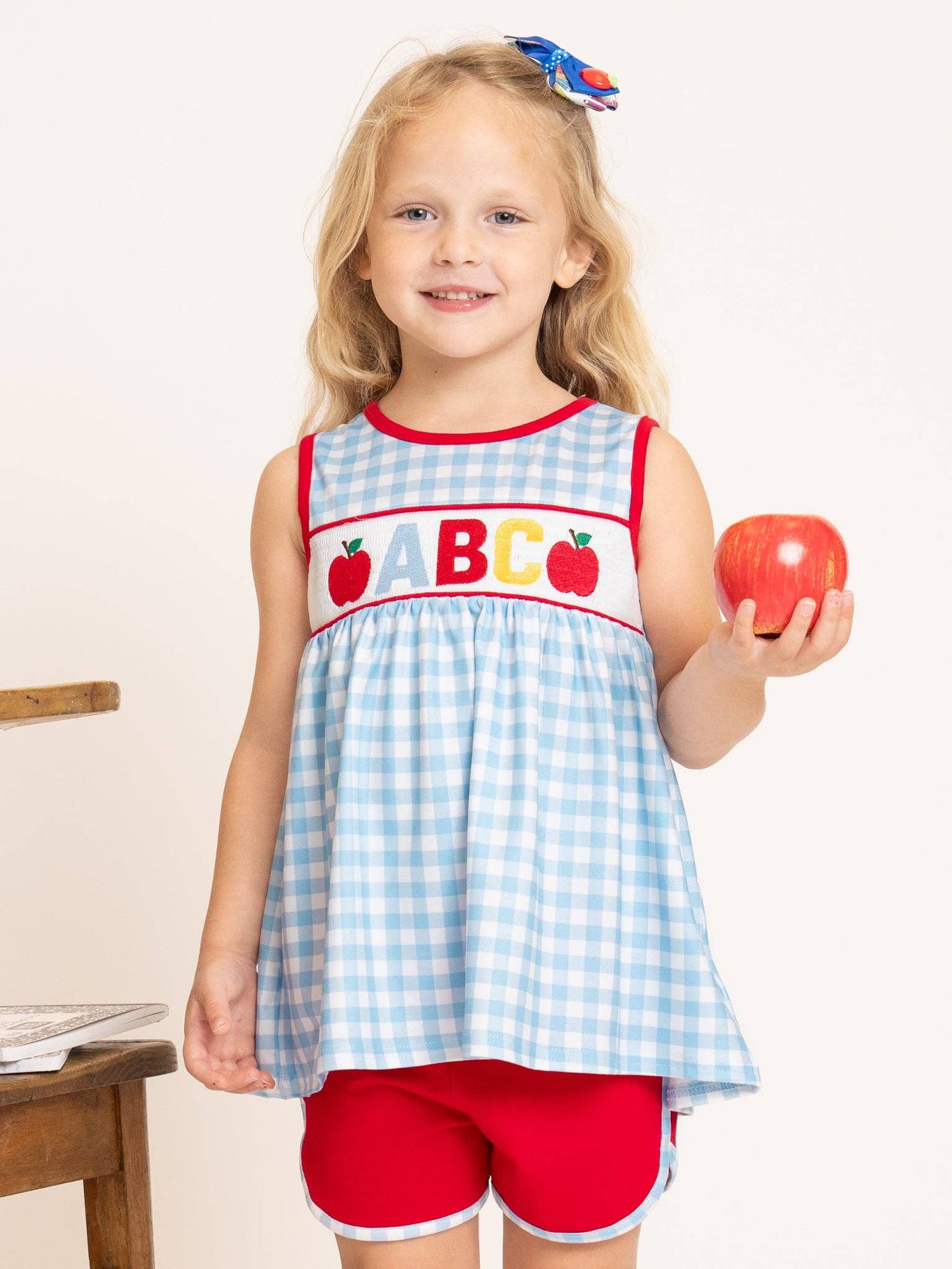 Smocked Alphabet Soup Gingham Outfit