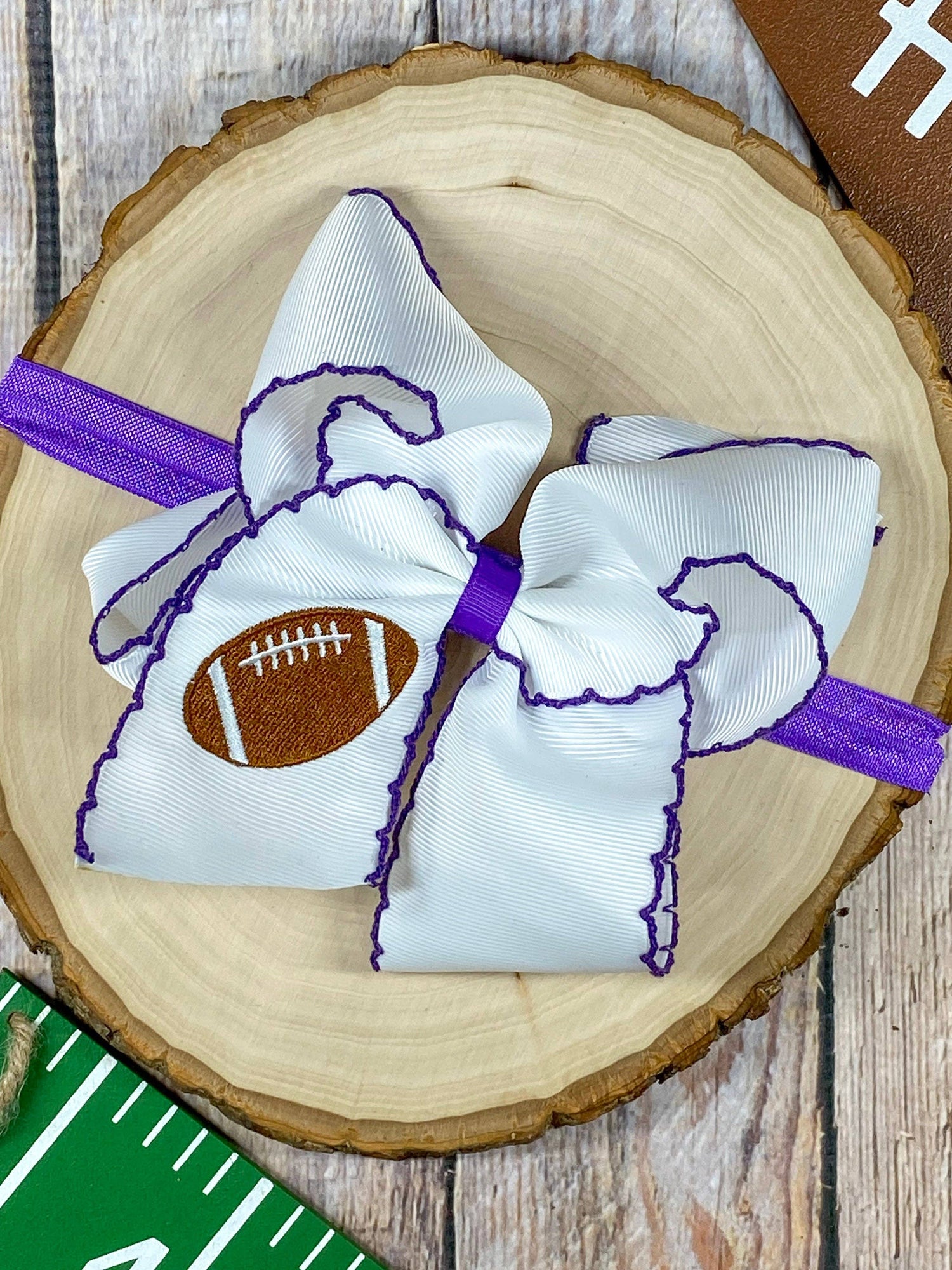 Football Embroidered Moonstitch Bow Headbands: Game Day