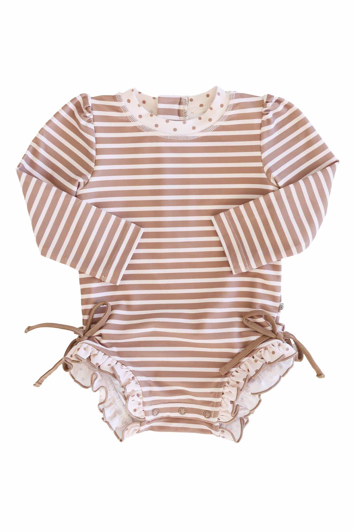 Long Sleeve Rash Guard With Ruffle Bottom | Sandy Stripes