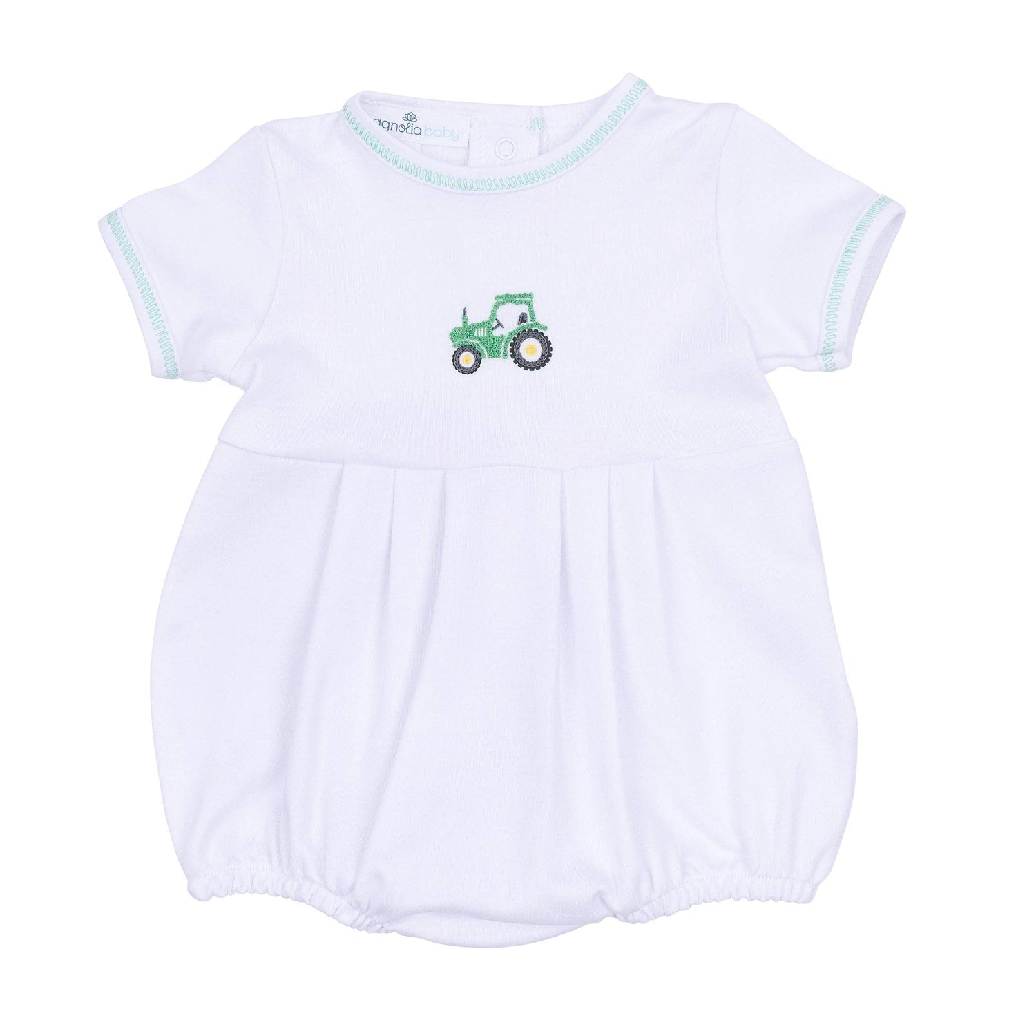 Lil' Green Tractor Embroidered Bubble