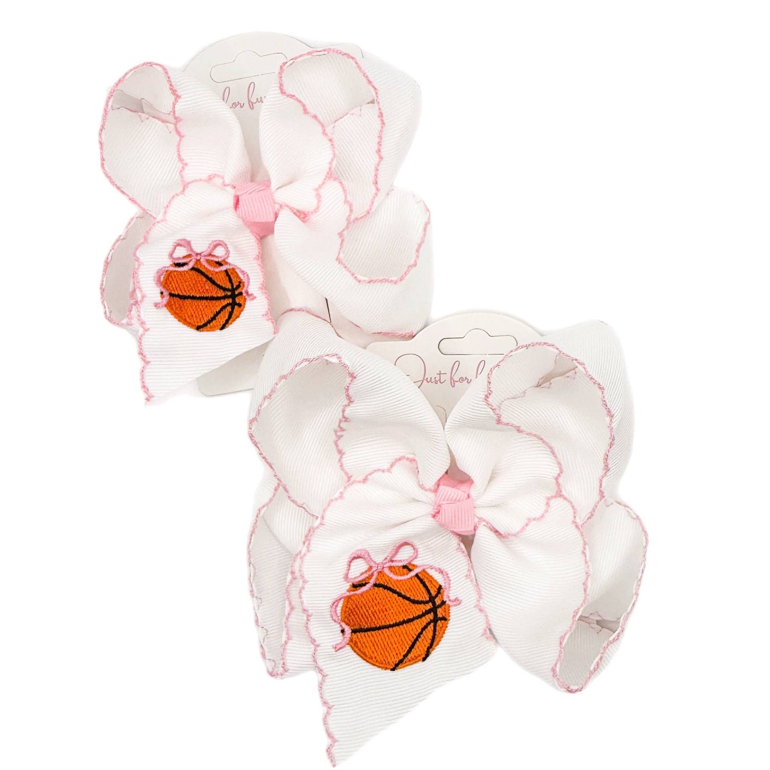 Basketball Embroidered Hair Bow: 4 inch