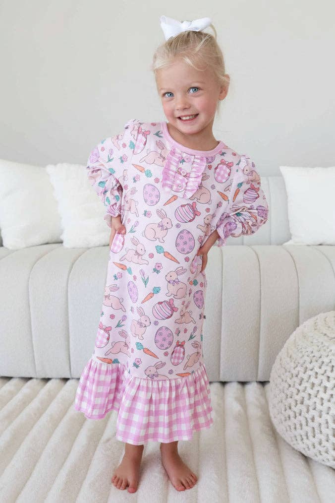 Long Sleeve Ruffle Button Nightgown | Hoppy Spring