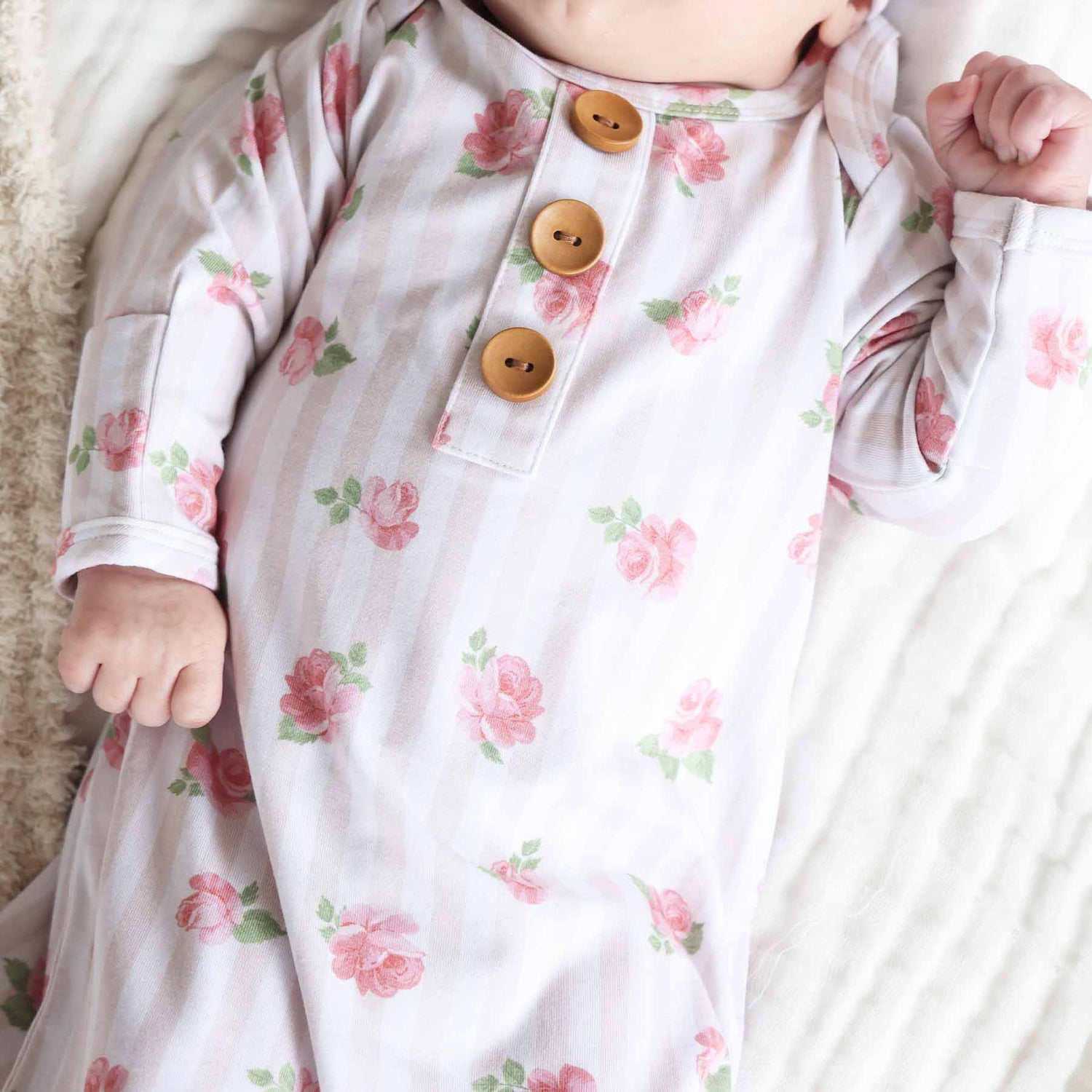 Rosy & Cozy Newborn Baby Knot Gown & Hat Set