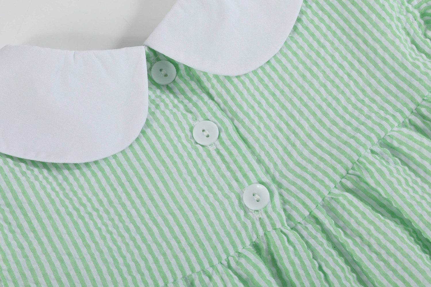 Green Seersucker Easter Bunny Ruffle Dress