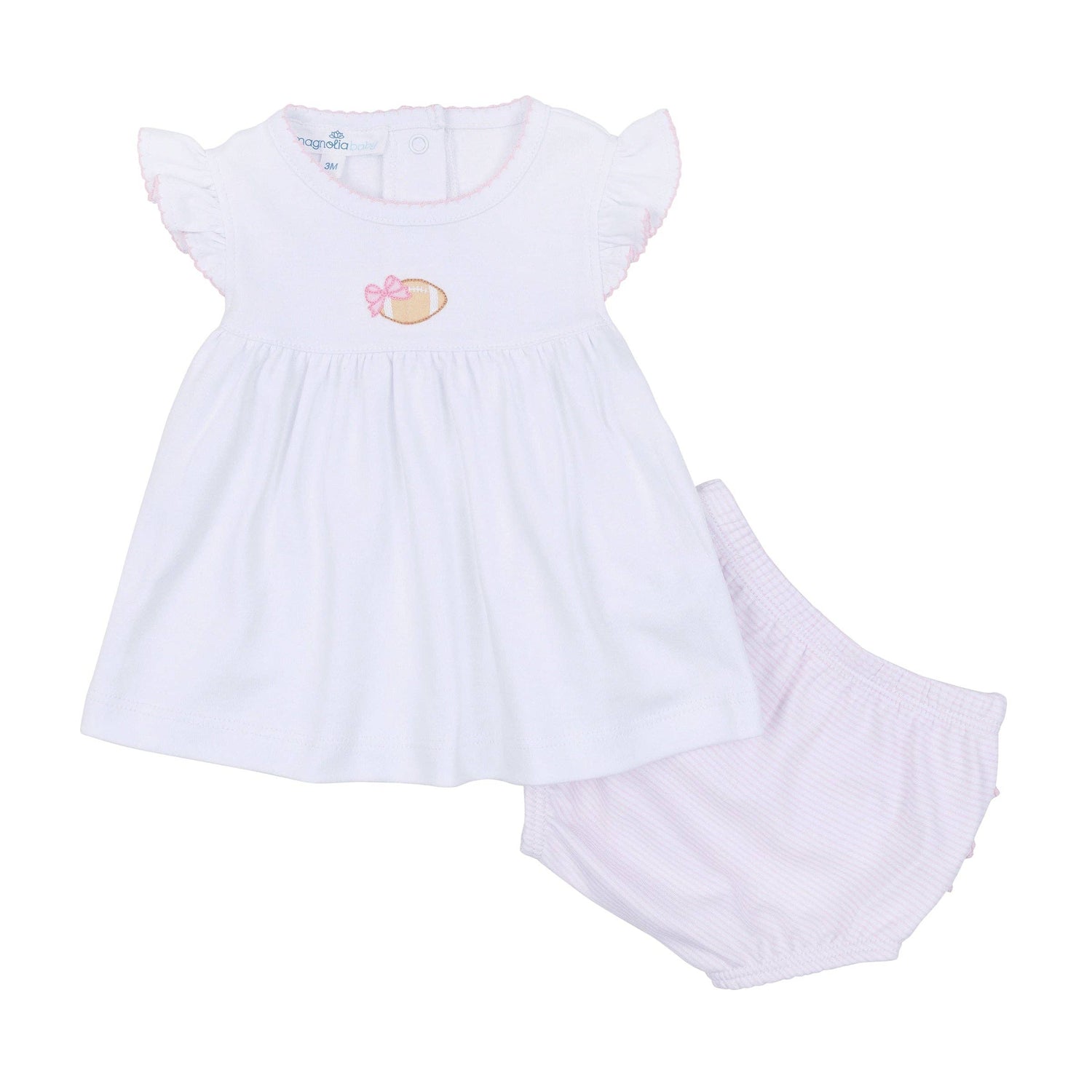 Touchdown Cutie Embroidered Ruffle Diaper Cover Set - Pink
