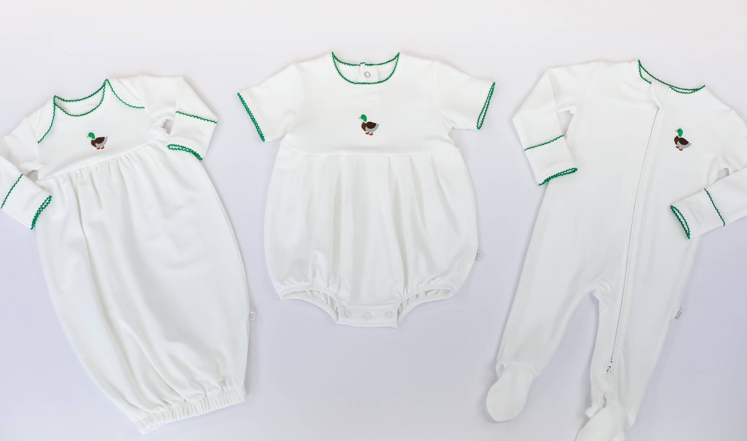 Pip Embroidered Zip Romper - Mallard Duck