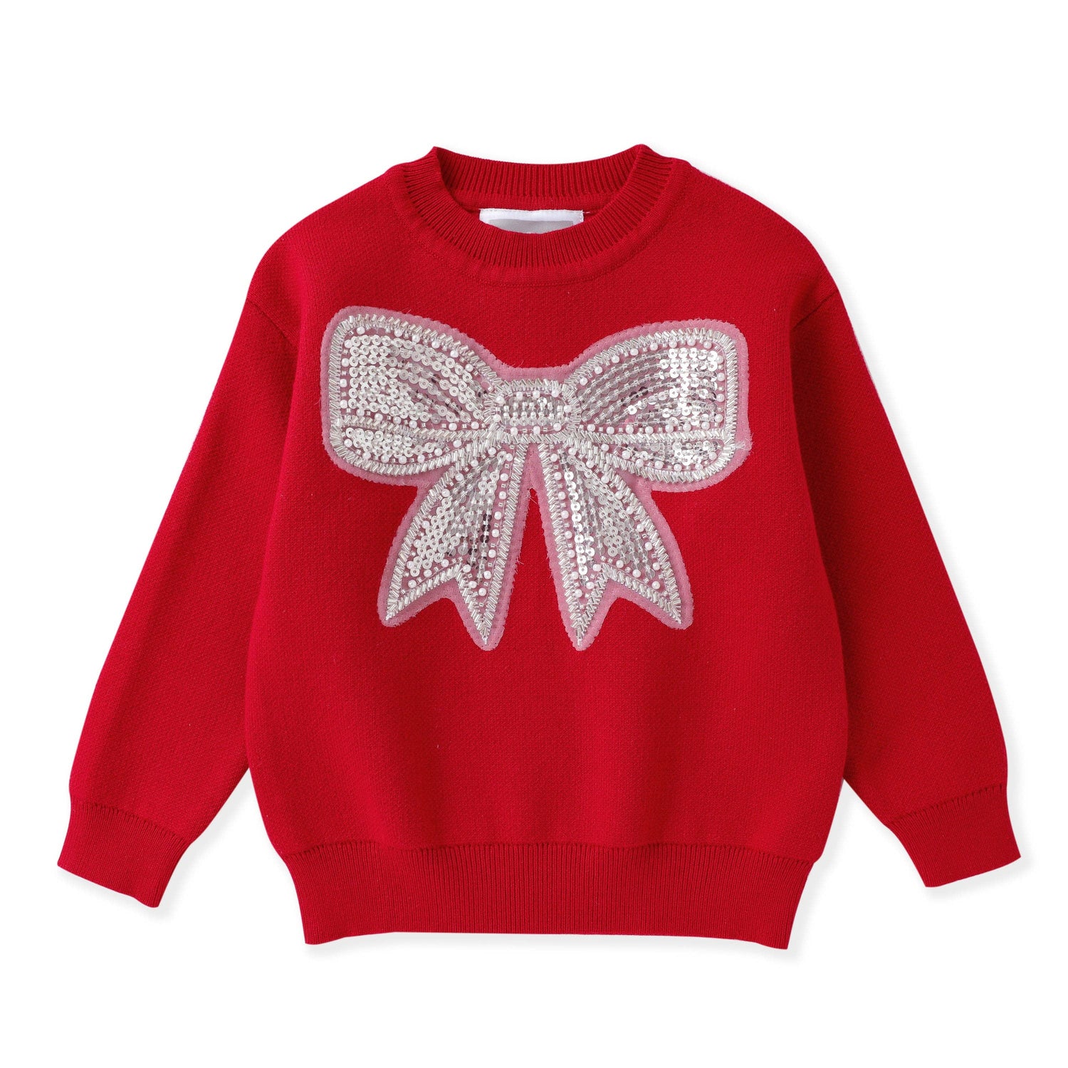 Red Sparkle Bow Christmas Sweater