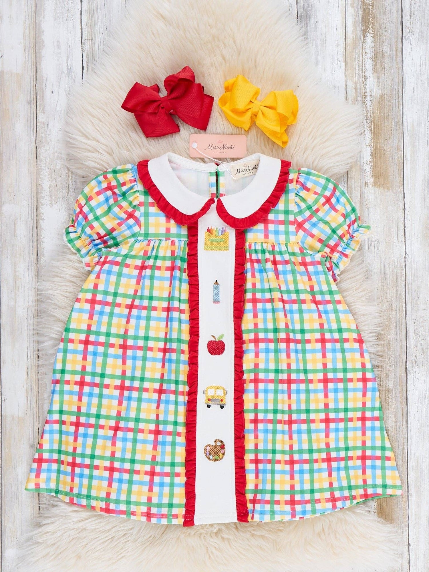 Apple of My Eye School Embroidered Dress