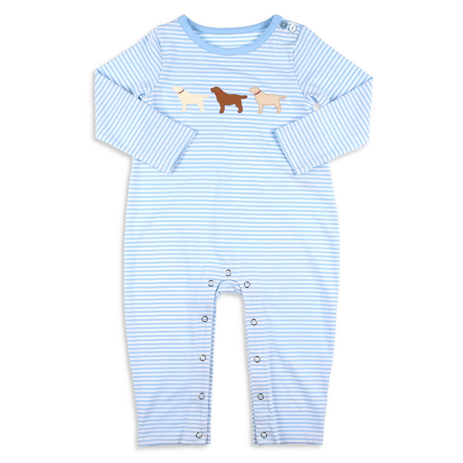Boys Puppy Romper - Blue Stripe