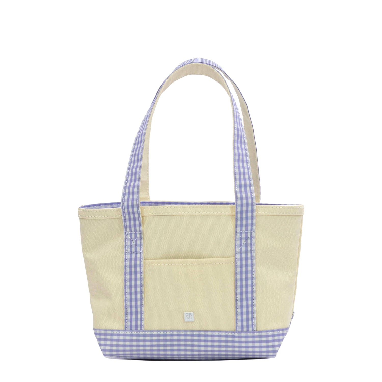 MINI TOTE - COATED CANVAS With GINGHAM LILAC TRIM