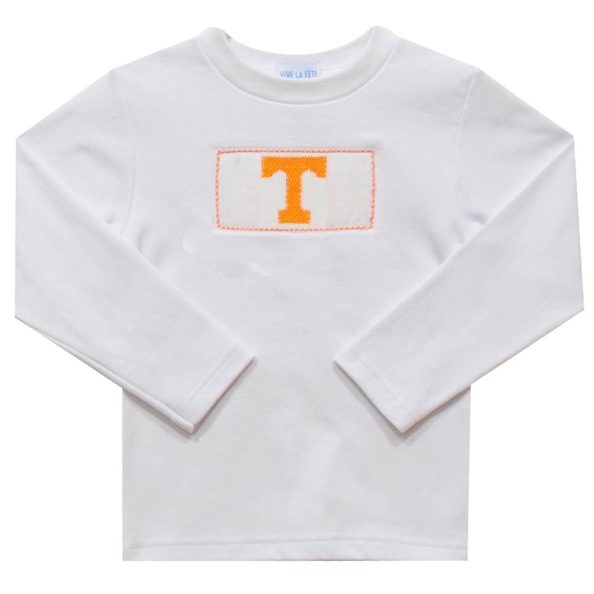 Tennessee Vols Smocked White Knit Long Sleeve Tee Shirt