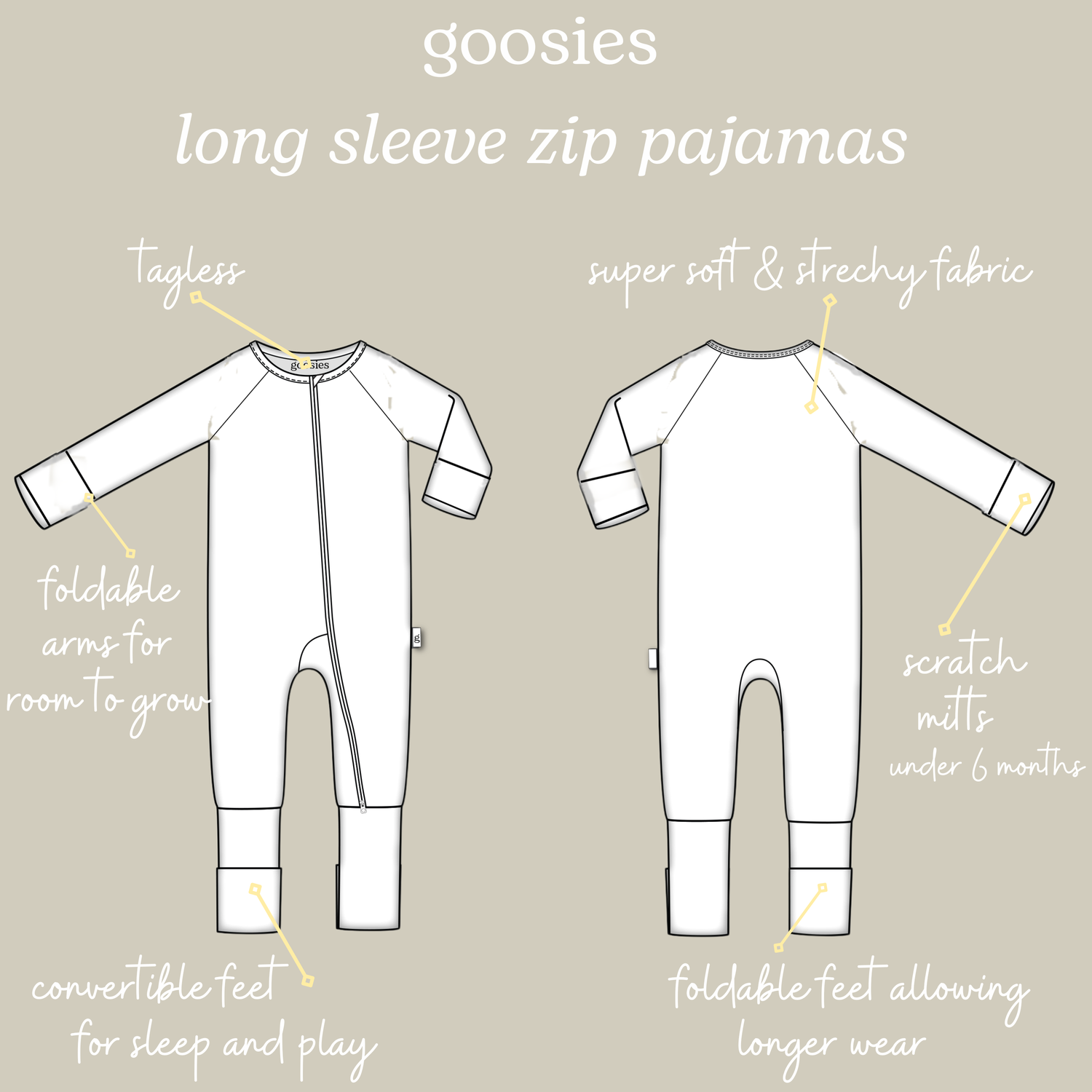 Baby Boy Blue Storks- Convertible Zip PJs