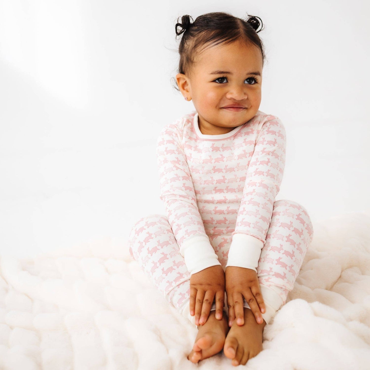 Bunny Hop Long Pajamas - Dusty Rose