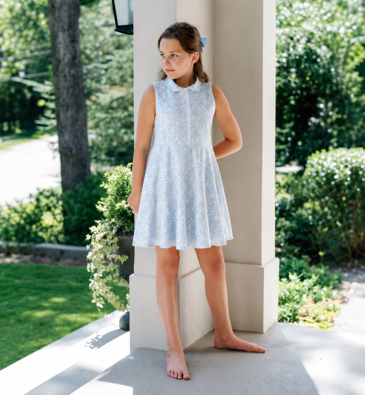 Reese Tennis Dress in Blue Garden Party peachie prep