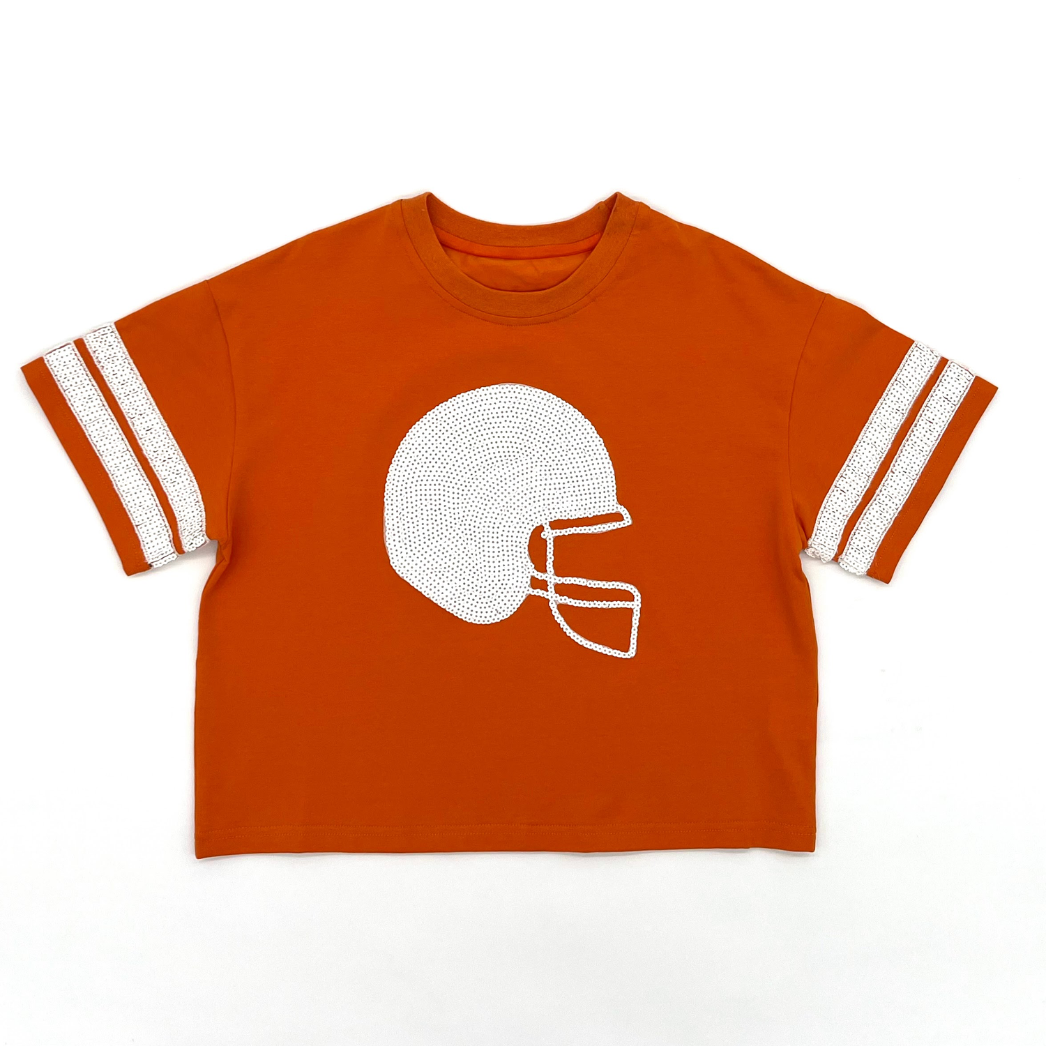 Orange Sequin Helmet Top 