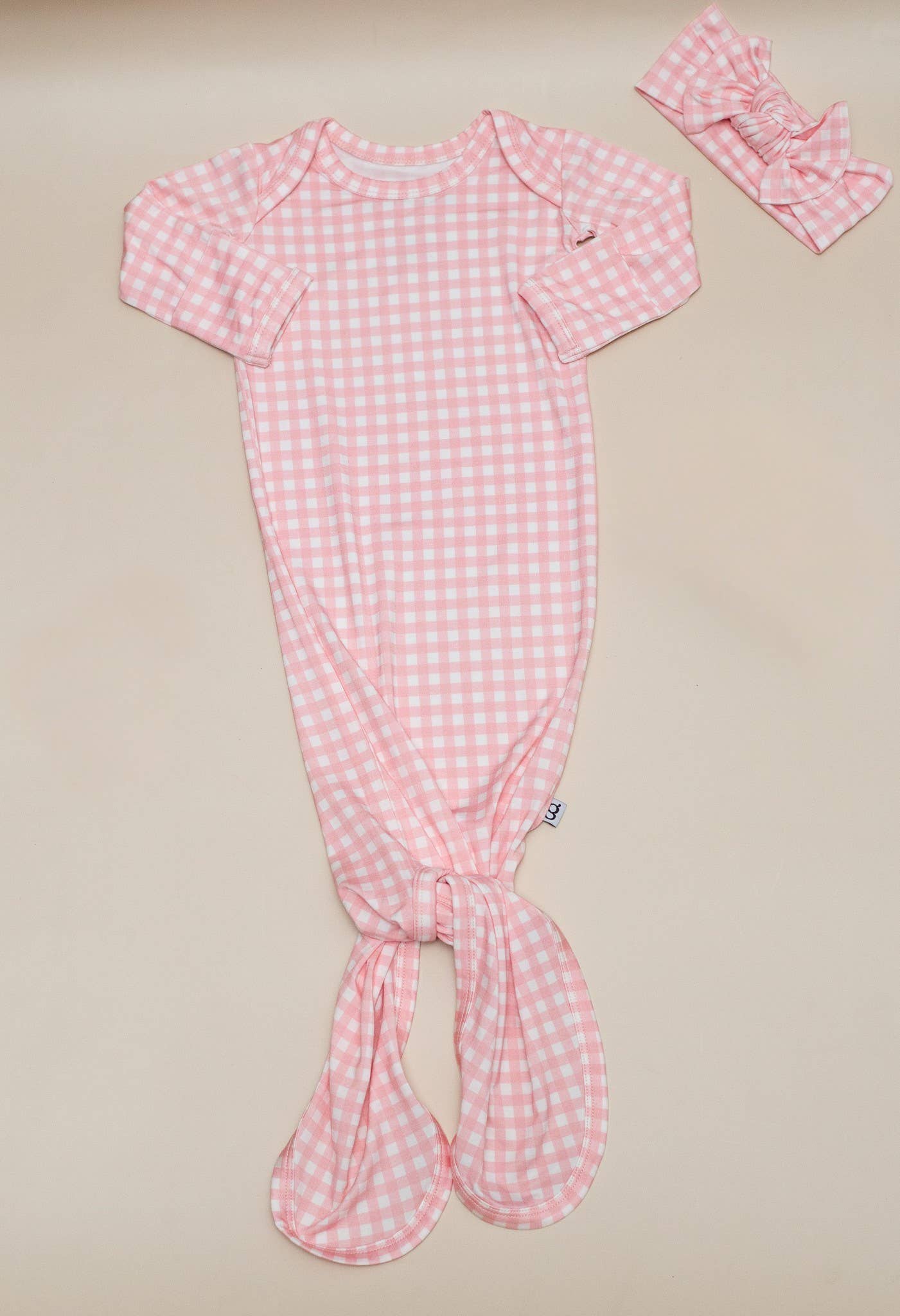 Pink Gingham (Spring/Easter) Knotted Infant Gown