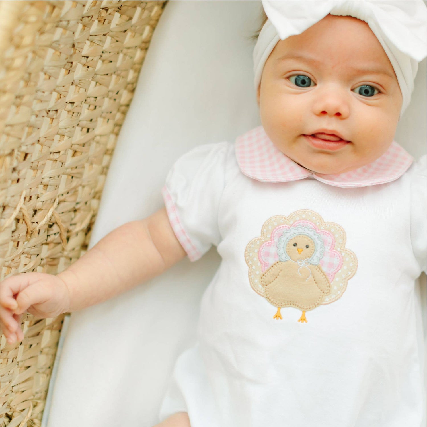 Pilgrim Pals Applique Collared Short Sleeve Bubble - Pink