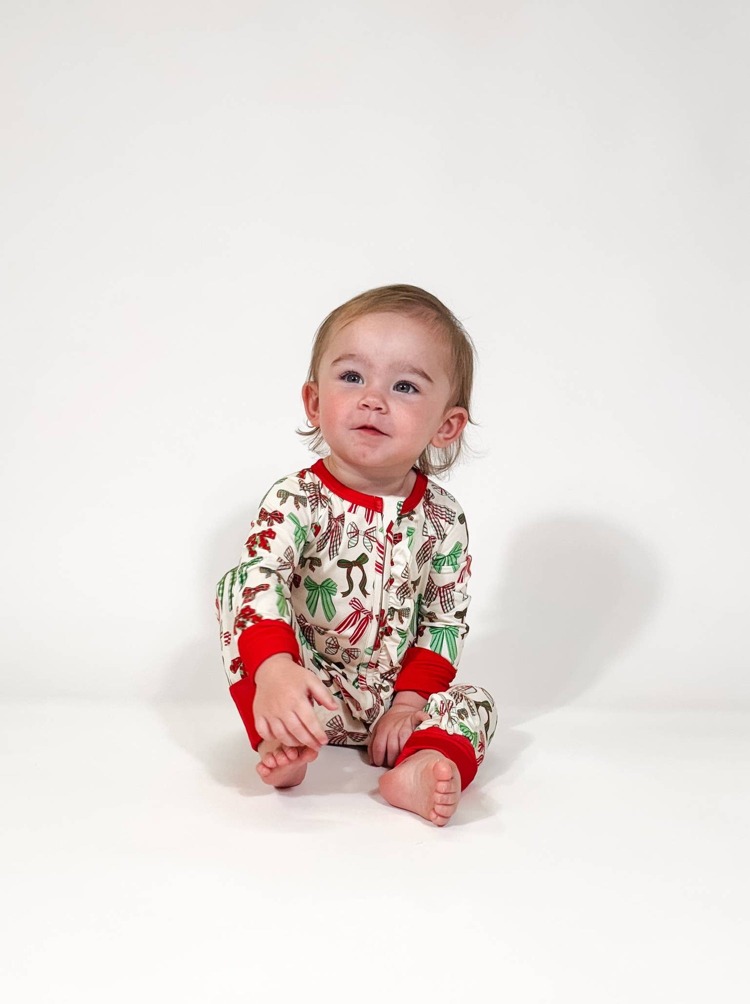 Holiday Bows  - LS Convertible Zip PJs